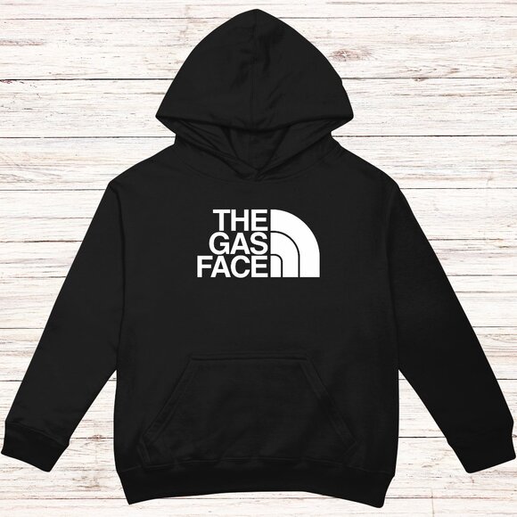 The Gas Face Parody Unisex Black Hoodie - Heavy Blend Pullover Sweatshirt NEW - Picture 2 of 3